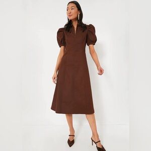 Chocolate Front Zip Denim Midi